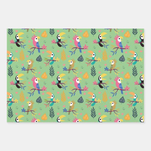 Toucans & Parrotts Geschenkpapier Set (Vorderseite)