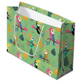 Toucans & Parrotts Große Geschenktüte (Vorderseite Schrägansicht)
