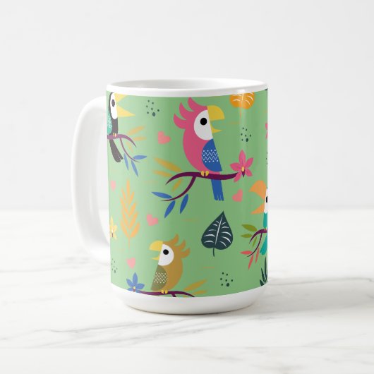 Toucans & Parrotts Kaffeetasse (Vorderseite Links)