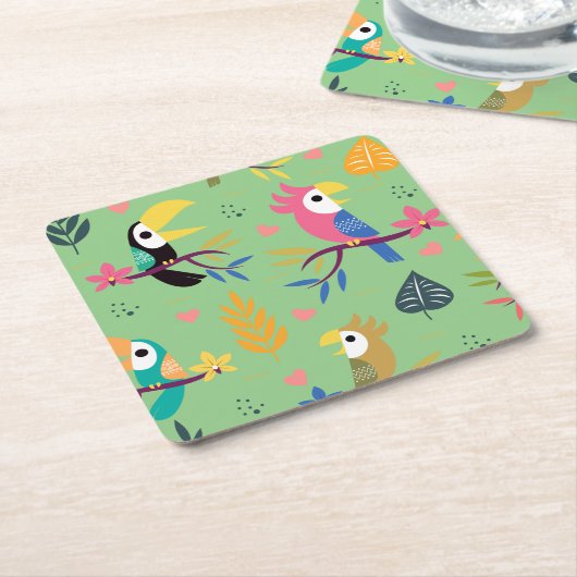 Toucans & Parrotts Rechteckiger Pappuntersetzer (angewinkelt)