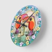 Toucans Tea Runde Wanduhr (Winkel)