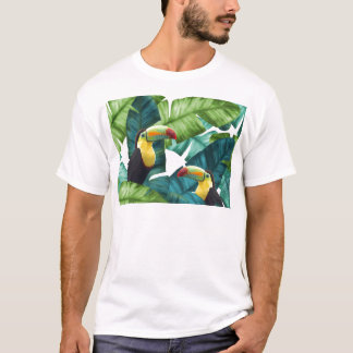 Toucans tropische Banane verlässt Muster T-Shirt