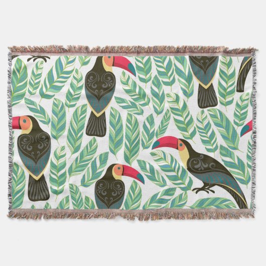 Toucans, tropische Blätter, dekorative Muster. Decke (Vorderseite)
