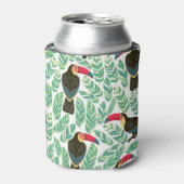 Toucans, tropische Blätter, dekorative Muster. Dosenkühler (Kanne Vorderseite)