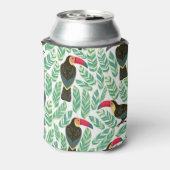 Toucans, tropische Blätter, dekorative Muster. Dosenkühler (Kanne Rückseite)