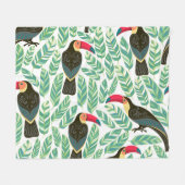 Toucans, tropische Blätter, dekorative Muster. Fleecedecke (Vorderseite (Horizontal))