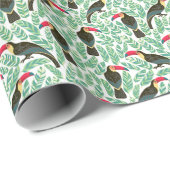 Toucans, tropische Blätter, dekorative Muster. Geschenkpapier (Rolleneckpunkt)
