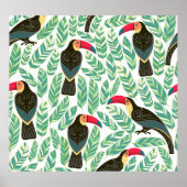 Toucans, tropische Blätter, dekorative Muster. Poster (Vorne)
