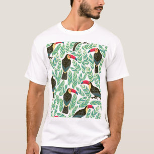 Toucans, tropische Blätter, dekorative Muster. T-Shirt