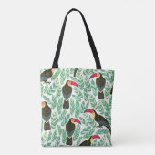 Toucans, tropische Blätter, dekorative Muster. Tasche (Rückseite)