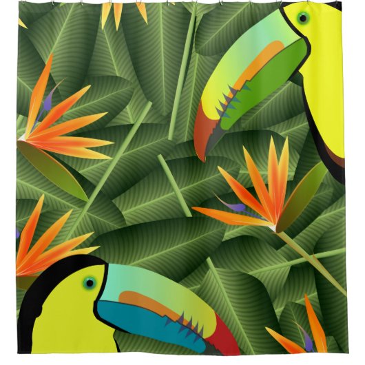 Toucans und Paradiesvögel Duschvorhang (Vorderseite)