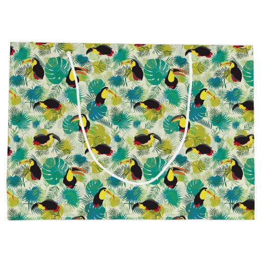 Toucans White Gift Bag Große Geschenktüte (Rückseite)