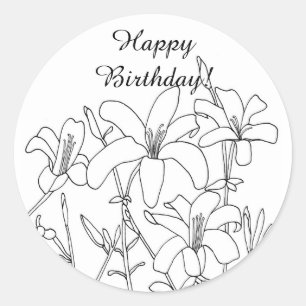 Touch der Blume der Frühjahrs-Kontur Geburtstag St Runder Aufkleber
