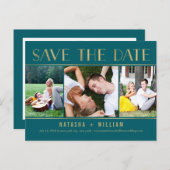 Touch der goldveredelten FARBE-Collage Save the Da Ankündigungspostkarte (Vorne/Hinten)