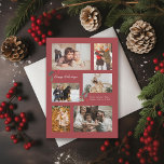 Touch der Holly Minimal Foto Collage Rot Feiertagskarte<br><div class="desc">6 Foto-Bereiche in verschiedenen Ausrichtungen; kranberroter "Rahmen" kann in jede beliebige Farbe des Editors geändert werden; mehr oder skaliert heilige Akzente,  um Ihren Text und Ihre Fotos zu Anzug. Wähle auch deine eigenen Schriftart! Fügen Sie eine Nachricht auf der Rückseite oder mehrere Foto,  wenn gewünscht.</div>