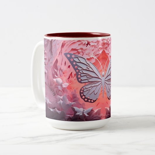Touch der Natur in jedem Winkel: 3D-Schmetterlings Zweifarbige Tasse (Vorderseite Links)
