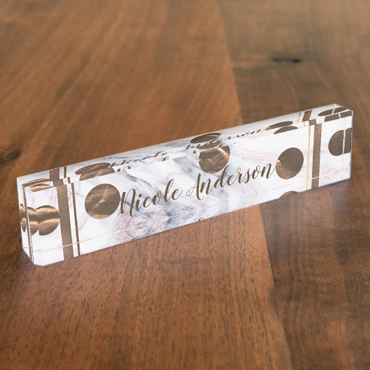 Touch der Rose Gold Marmorbronze Kupfer Girly Namensplakette (Seite)