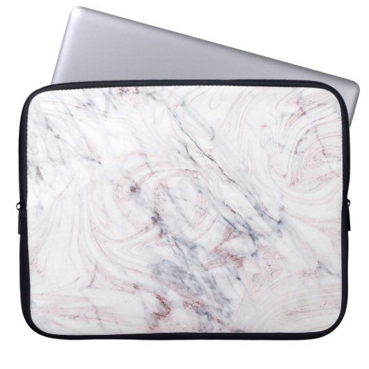 Touch der Rose Weiß & Grau Marmor Swirl Chic Trend Laptopschutzhülle (Vorderseite)