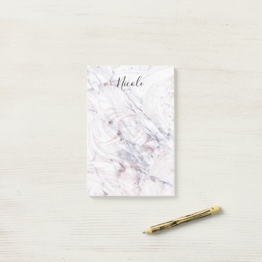 Touch der Rose Weiß & Grau Marmor Trendy Chic Post-it Klebezettel (Auf Schreibtisch)