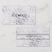 Touch der Rose Weiß & Grau Marmor Trendy Chic Visitenkarte (Vorne/Hinten)