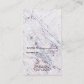 Touch der Rose Weiß & Graue Marmor Empfehlungskarte (Rückseite)