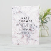 Touch der Rose Weiß-graue Marmorplatte Kinderdusch Einladung (Stehend Vorderseite)