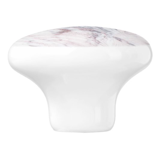 Touch der Rose Weißgraue Marmor Swirl Chic Trendy Keramikknauf (Seitenansicht)