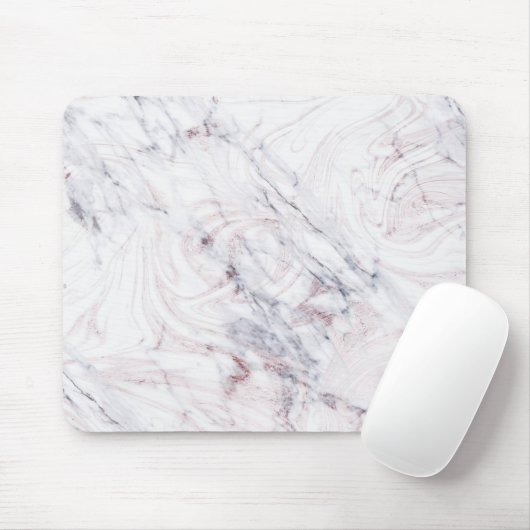 Touch der Rose Weißgraue Marmor Swirl Chic Trendy Mousepad (Mit Mouse)