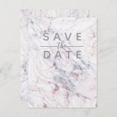 Touch der Rose Weißgraumarmor Save the Date Ankündigungspostkarte (Vorne/Hinten)