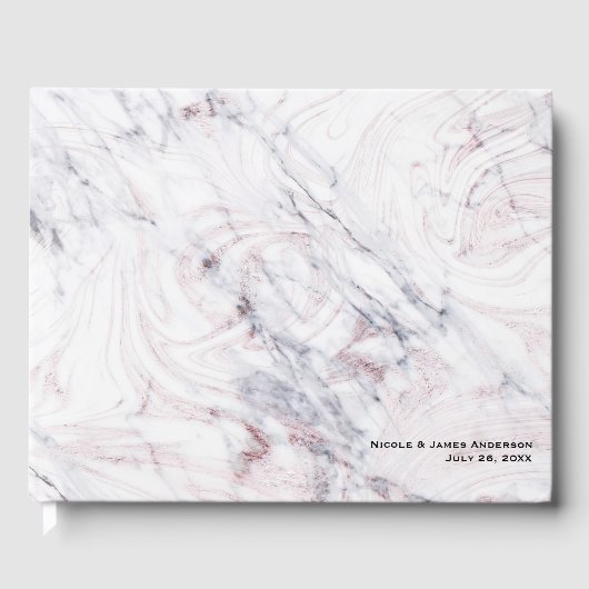 Touch der Rose White & Gray Marmor Gästebuch (Vorderseite)