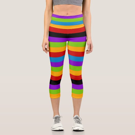 Touch der schwarzen Regenbogenstreifen Capri Leggings (Vorderseite)