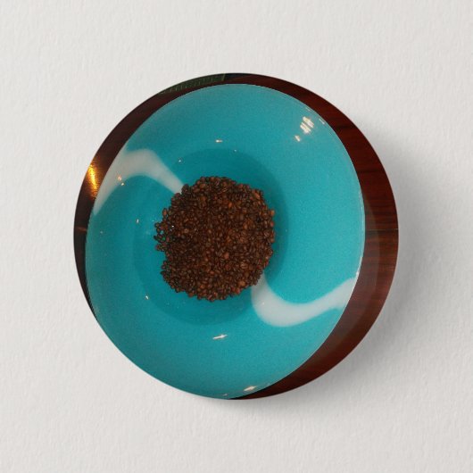 Touch des Meeres: Eine Cyan Bowl of Coffee Button (Vorderseite)