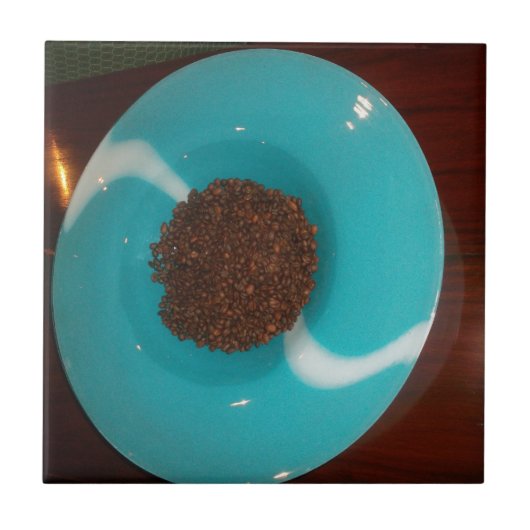 Touch des Meeres: Eine Cyan Bowl of Coffee Fliese (Vorderseite)