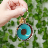 Touch des Meeres: Eine Cyan Bowl of Coffee Schlüsselanhänger (Hand)