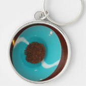 Touch des Meeres: Eine Cyan Bowl of Coffee Schlüsselanhänger (Vorne)