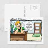"Touch des Spaßes" Stuhlmassage Comic Postkarte (Vorne/Hinten)