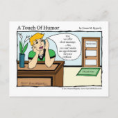 "Touch des Spaßes" Stuhlmassage Comic Postkarte (Vorderseite)