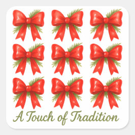 Touch des traditionellen Geschenkmusters "Roter Bo Quadratischer Aufkleber