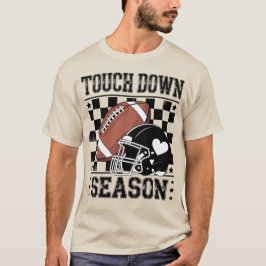 Touch Down Saison Fußball Helm & Ball Checked T-Shirt