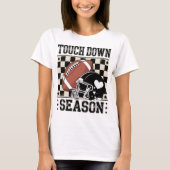 Touch Down Saison Fußball Helm & Ball Checked T-Shirt (Vorderseite)