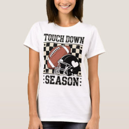 Touch Down Saison Fußball Helm & Ball Checked T-Shirt