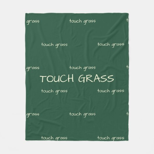 Touch Grass Minimalist Sage Green Fleece Blanket - (Vorderseite)
