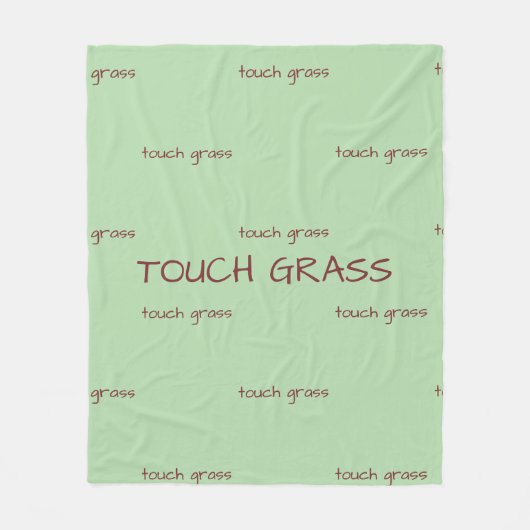 Touch Grass Minimalist Sage Green Fleece Blanket - (Vorderseite)