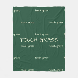 Touch Grass Minimalist Sage Green Fleece Decke -