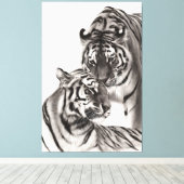 Touch - Handgemalte Tigerarmaturen Leinwanddruck (Insitu (Holzboden))