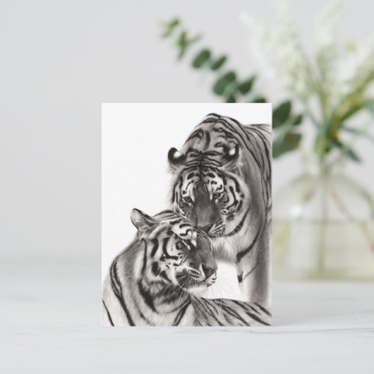 Touch - Handgemalte Tigerarmaturen Postkarte (Stehend Vorderseite)