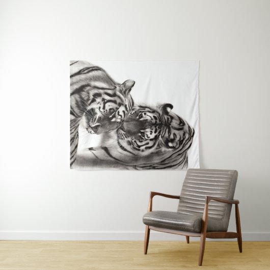 Touch - Handgemalte Tigerarmaturen Wandteppich (Beispiel (Horizontal))