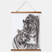 Touch - Handgemalte Tigerarmaturen Wandteppich Mit Holzrahmen (Vorderseite)