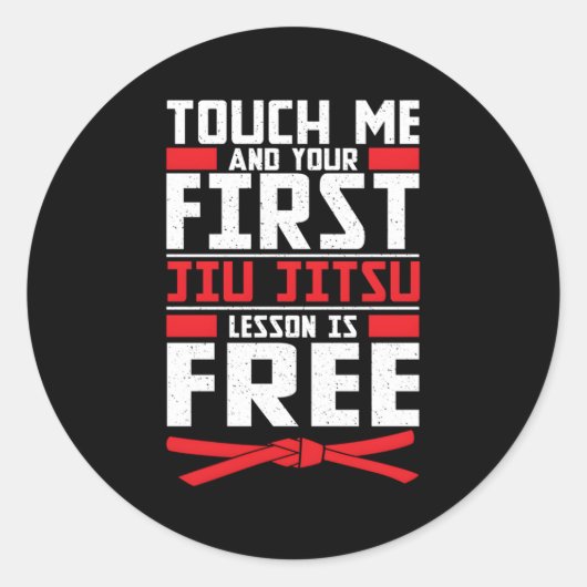 Touch Me Erste Jiu Jitsu Lesson ist frei brasilian Runder Aufkleber (Vorderseite)