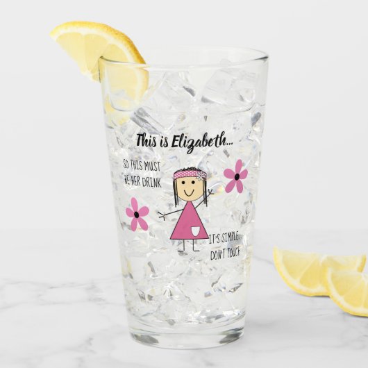 Touch meinen Drink nicht mit Strichmännchen und Na Glas (Vorderseite Ice)